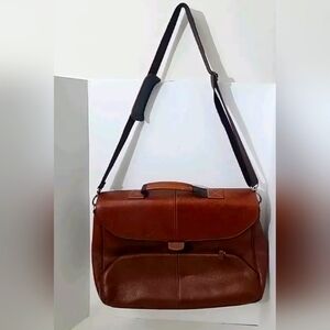 Vintage~Genuine Leather~Buxton~Satchel Shoulder/Hand Laptop Bag/Purse With Many